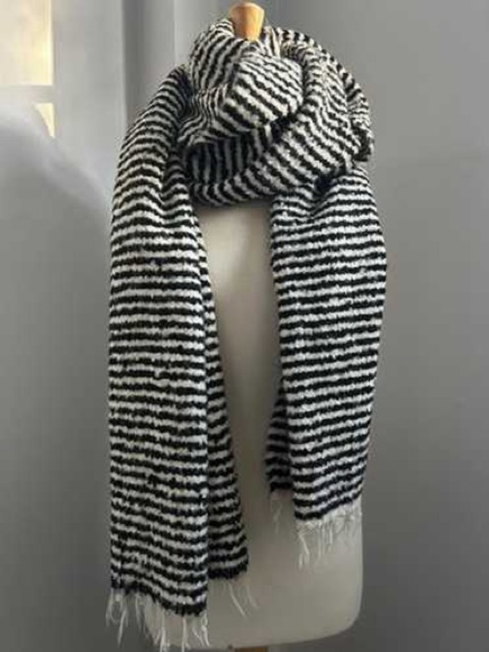 Rag & Bone Oversized Black and White Striped Scarf Wrap
